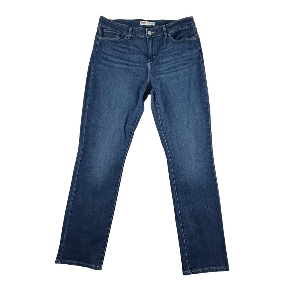 Levi's Jeans Womens 14M (34x30) Signature Mid-Rise Straight Blue Stretch